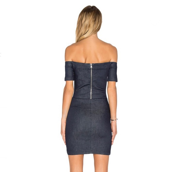 RTA REVOLVE DENIM OFF-THE-SHOULDER MINI DRESS - Picture 6 of 9